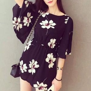 Camellia print dress
